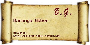 Baranya Gábor névjegykártya